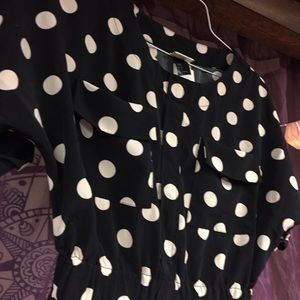 Vintage dress polka dot pocket cinched waist